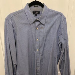J. Crew Thompson Shirtings 80s 2-Ply size S 15-15 1/2 Plaid White and Blue
